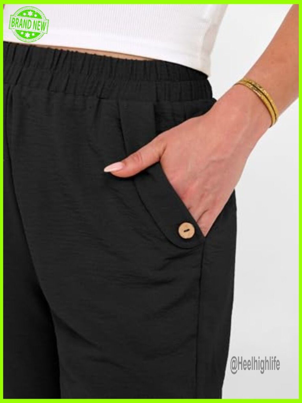 Wide Leg Capri Pants Elastic Waist Casual Loose Lounge Trousers Summer - Picture 6 of 7